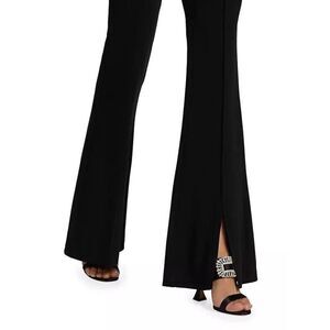 Cinq A Sept Billie Flare Split-Cuff Pants Hook Closure Sz 4 Black Slits